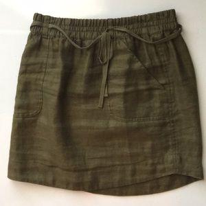 Loft army green linen skirt